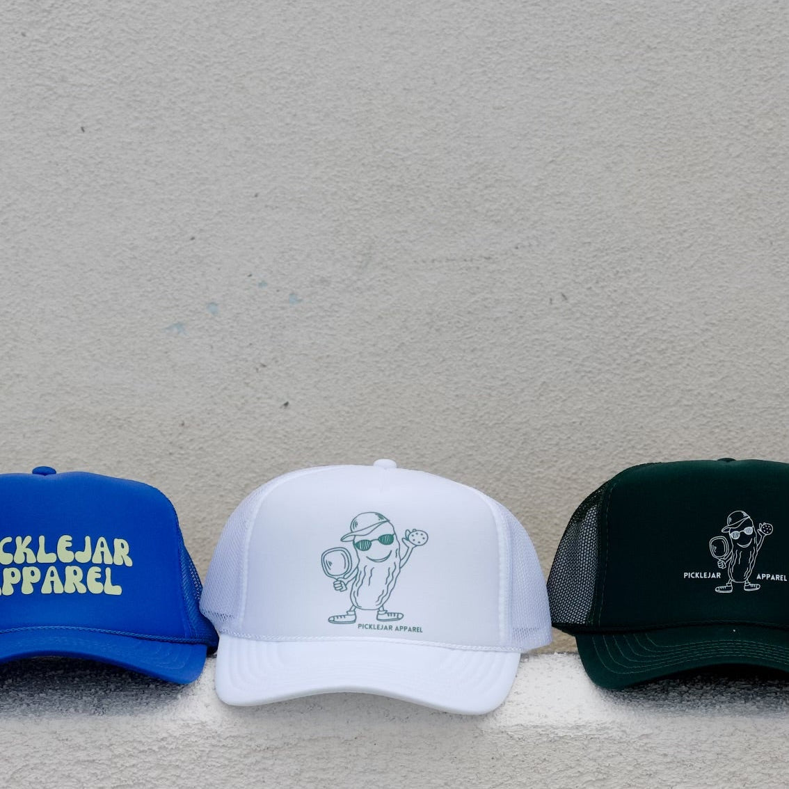 Mr. Pickle Pickleball Hat: White Foam Trucker Hat