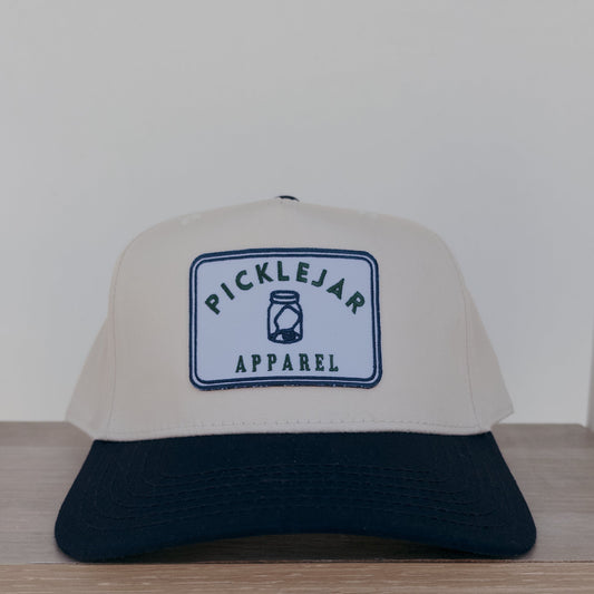 CHALCEDONY HAT: TWILL TRUCKER HAT WITH EMBROIDERED PATCH
