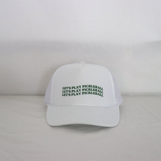 Let's Play Pickleball White Foam Trucker Hat