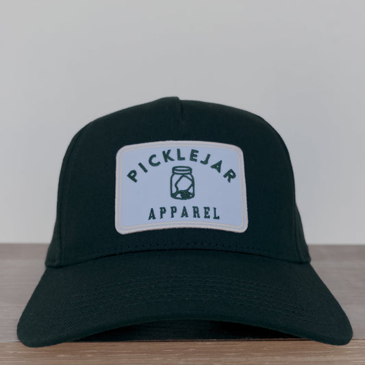 Green Baseball Hat with Cream Embroidered Patch